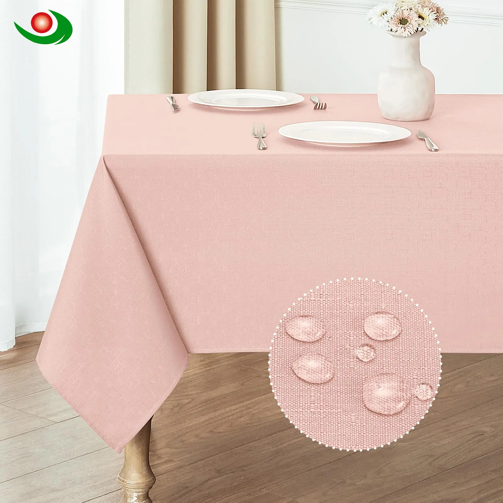 Roman-style pink tablecloth, waterproof and wipeable. Dining Table Cover for Kitchen Outdoor Garden Table,decorations for Sommer Spring. Multiple sizes are available, and customization is accepted.