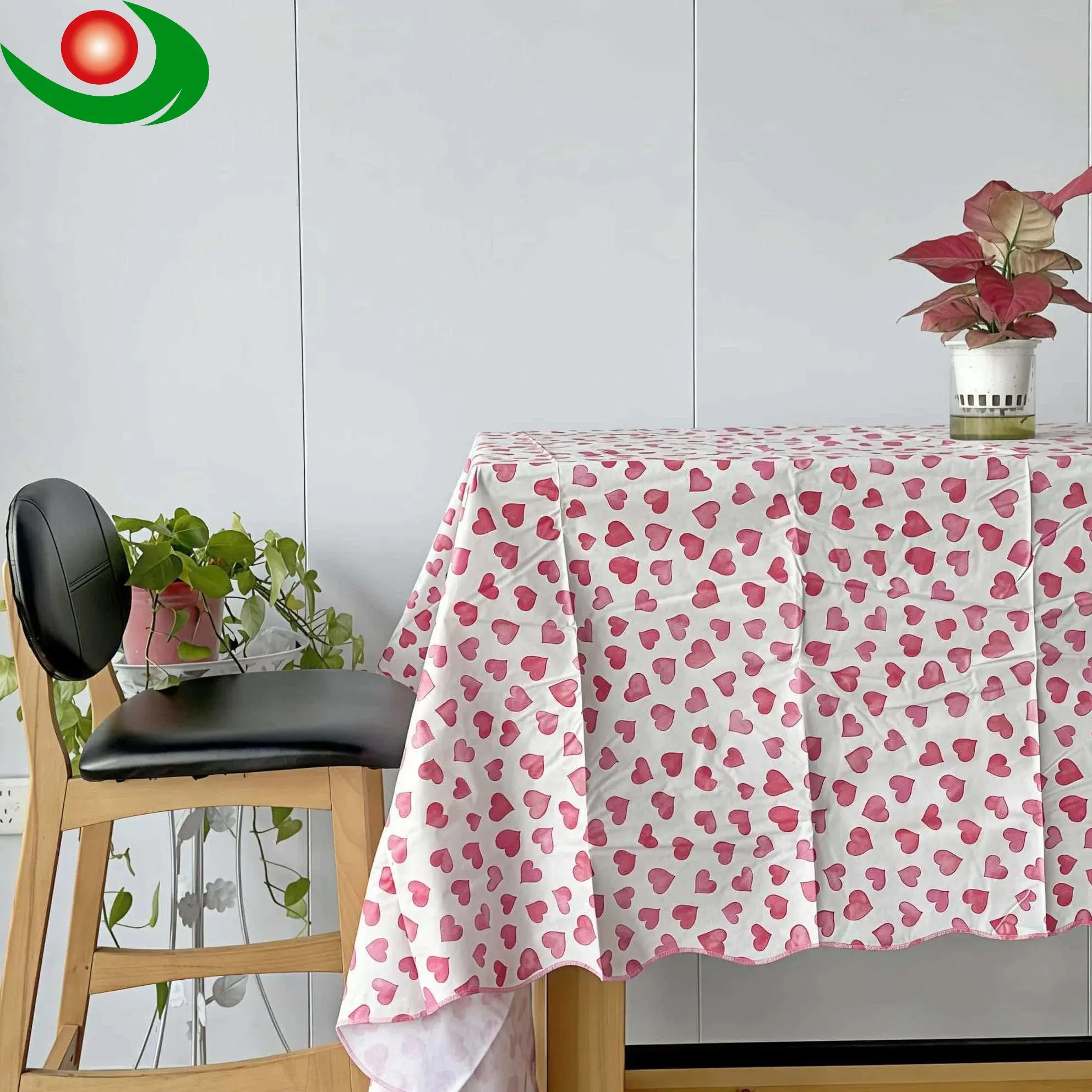 Pink Romantic Love Hearts Pattern Tablecloth - Dustproof & Wrinkle-Resistant, Unique Design - PEVA Composite Needle-Punched Cotton Material - Suitable for Home, Dining Room, Parties & More